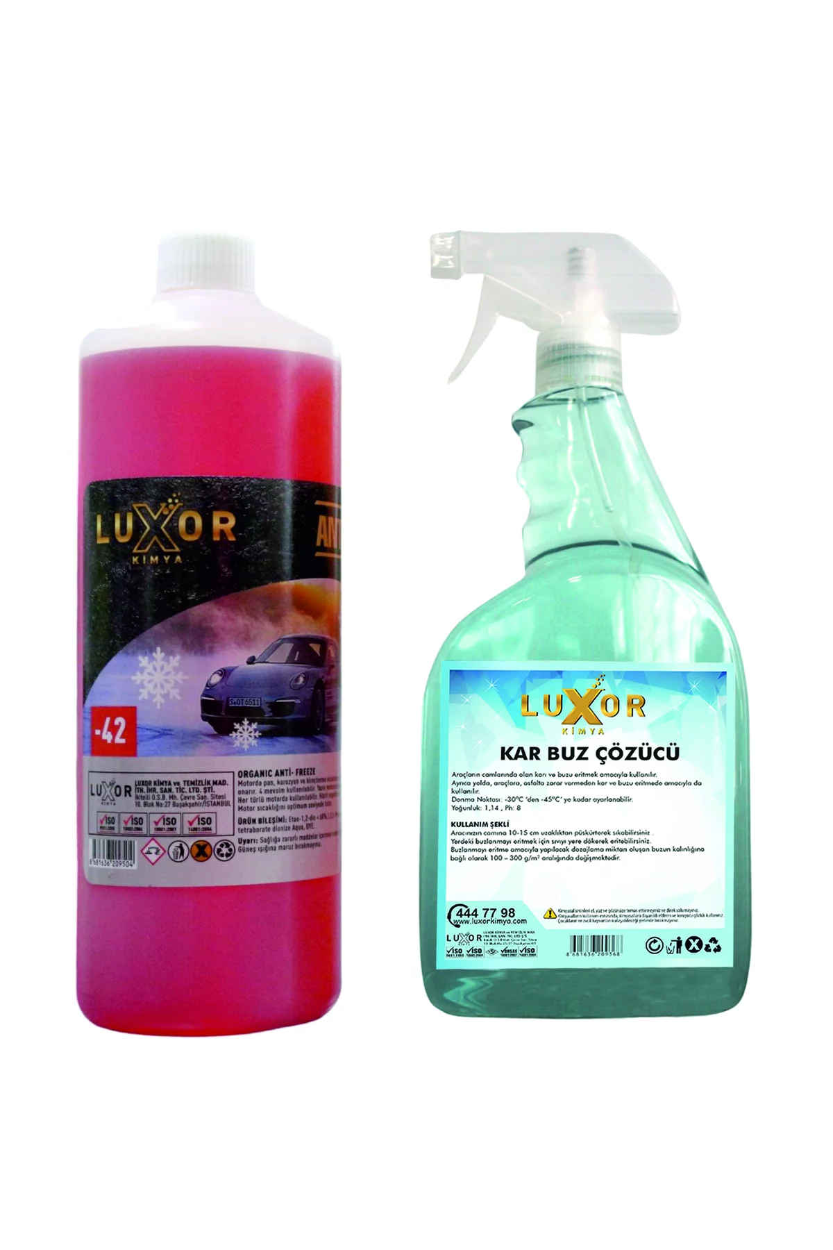 Kimya 4 Mevsim -42 Derece Kırmızı Antifriz Konsantre 1 Lt + Kar Buz Çözücü 1 Lt