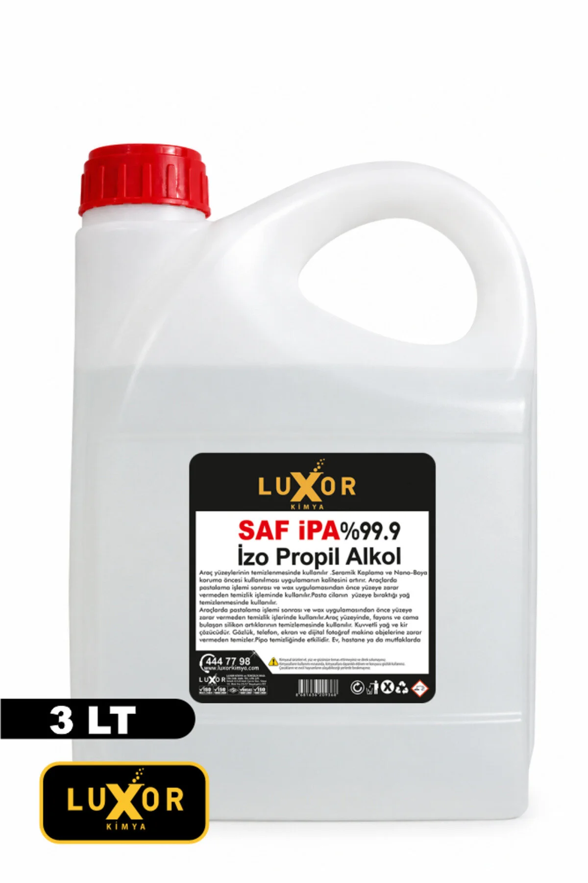 Kimya Saf İzopropil Alkol 3 Litre (IPA) %99.9 (Dezenfektan Alkolü)