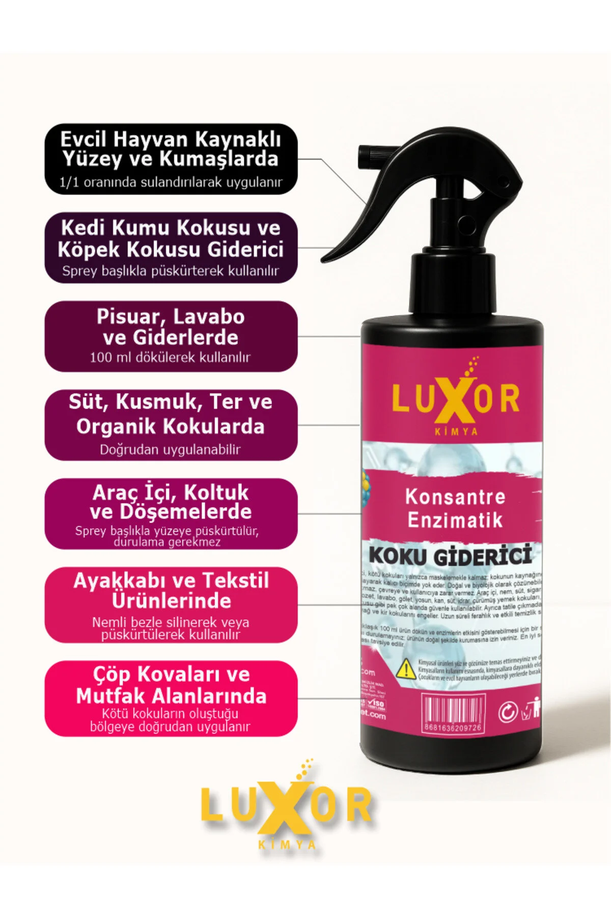 Konsantre Enzimatik Koku Giderici 200 ML görsel 2