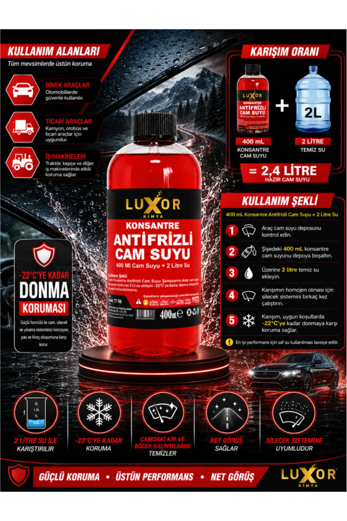 Antifrizli Konsantre Cam Suyu 400 ML görsel 3