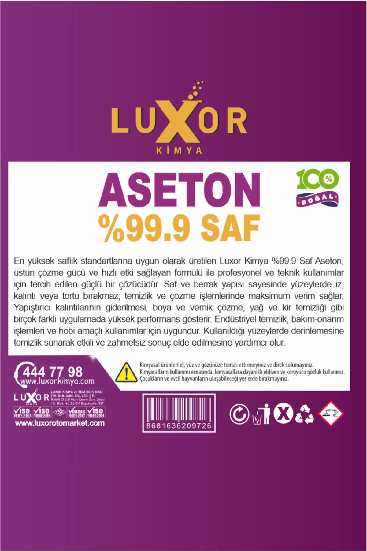 %99.9 Saf Aseton 200 Ml görsel 3