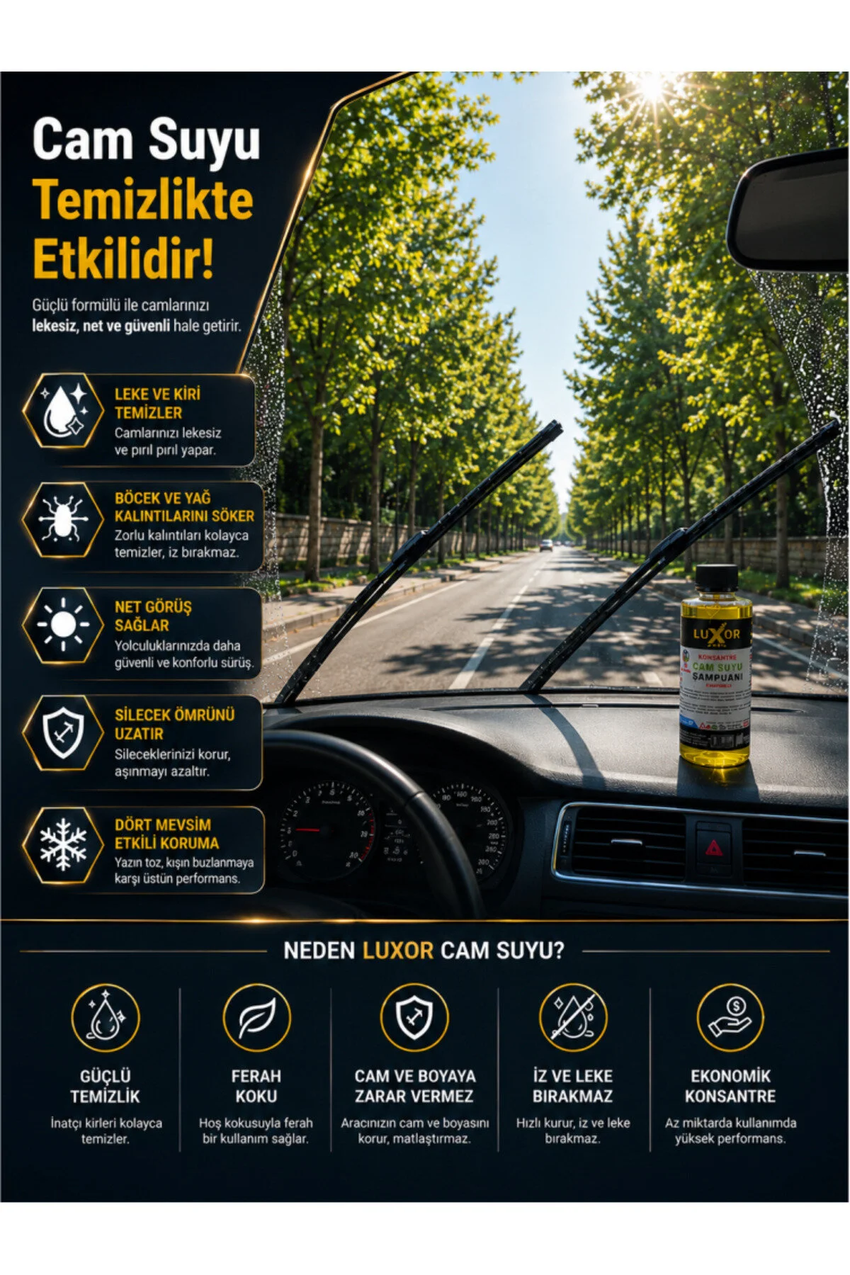 Konsantre Oto Cam Suyu Şampuanı 100ml 2 Adet görsel 3