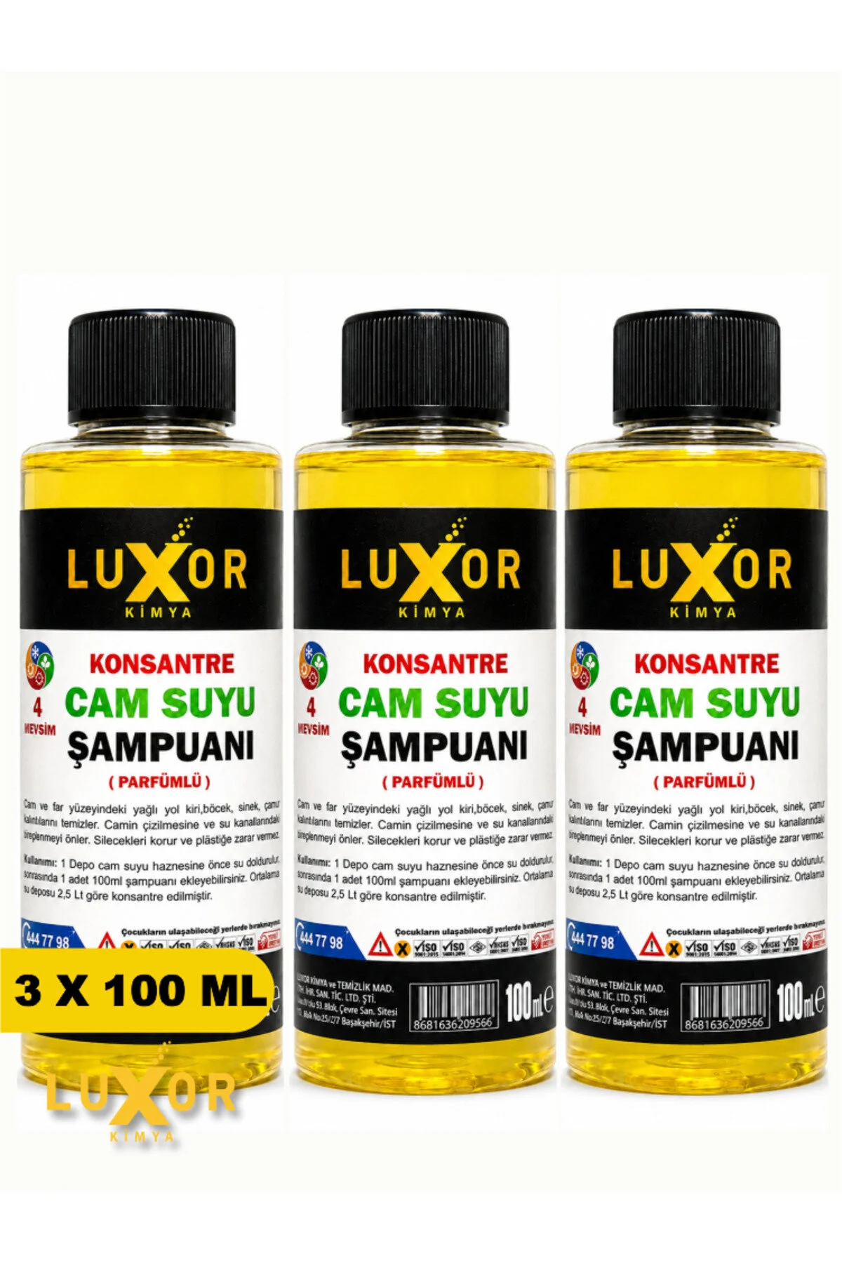 Konsantre Oto Cam Suyu Şampuanı 100ml 3 Adet