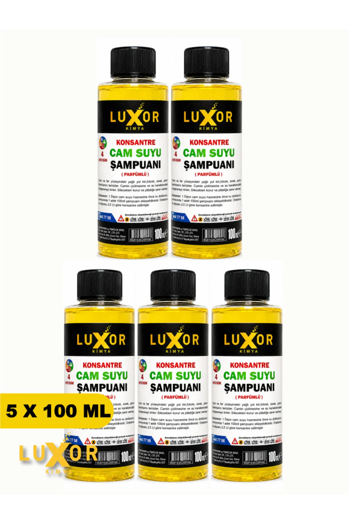 Konsantre Oto Cam Suyu Şampuanı 100ml 5 Adet