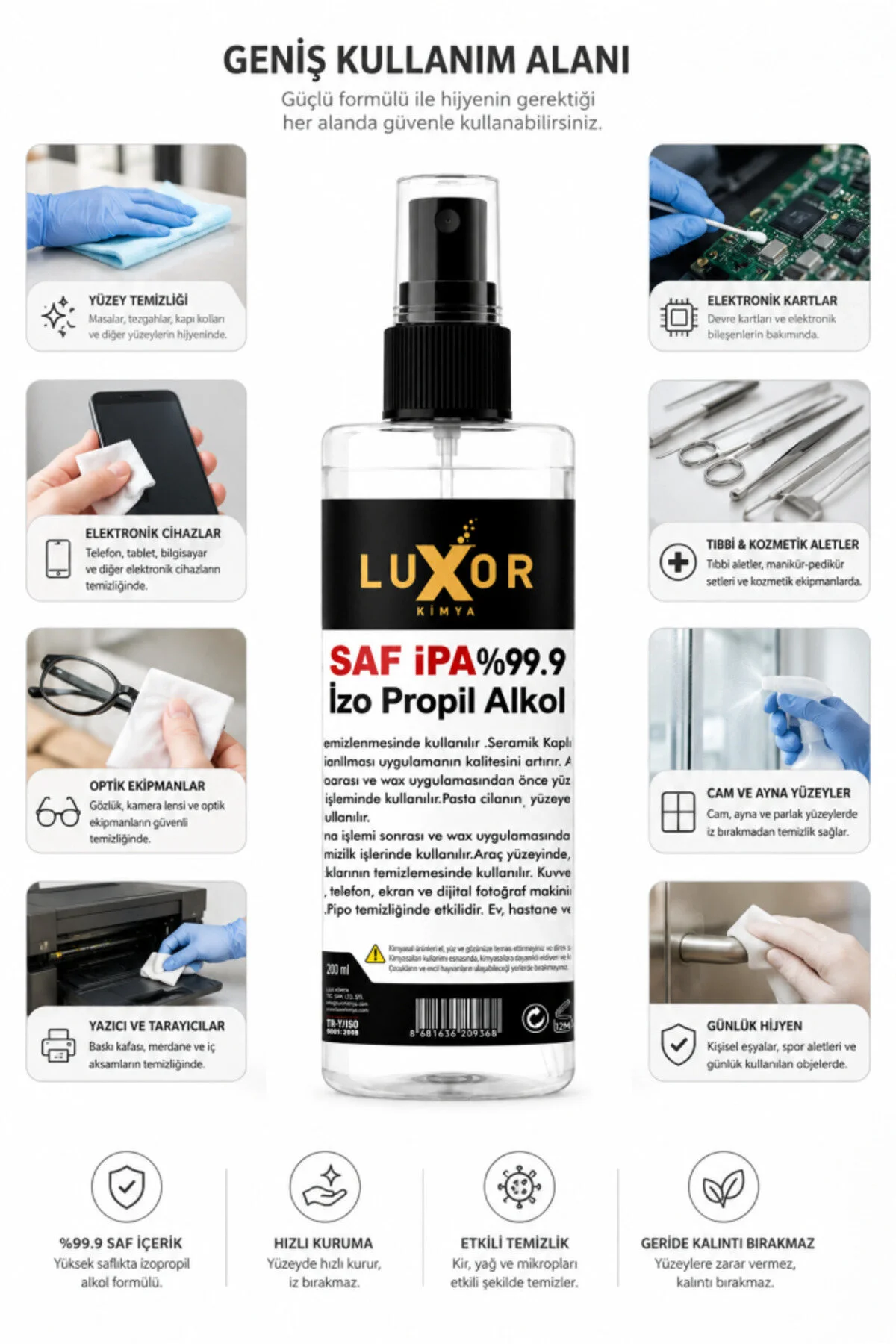 Ipa 200 ML Saf Izo Propil Temizlik Solventi %99.9 (İZOPROPİL) görsel 2