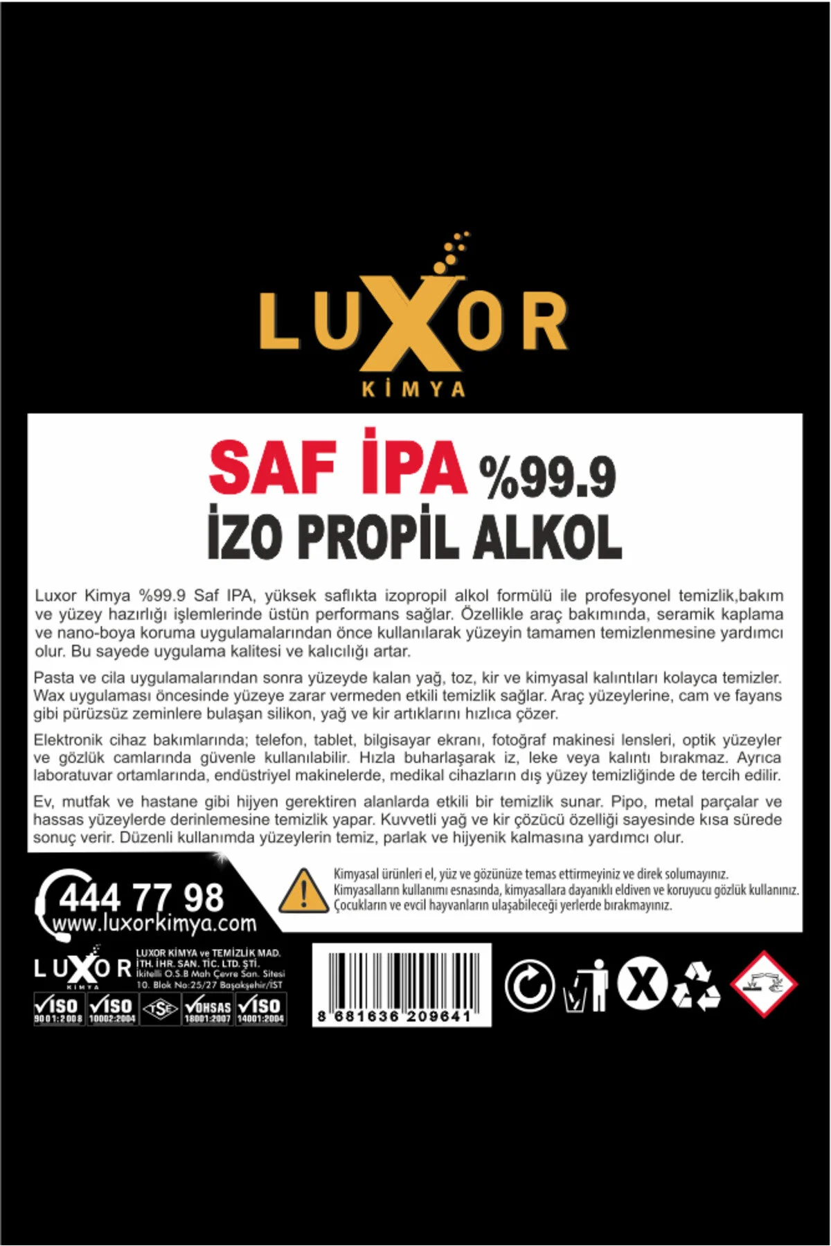 Saf Ipa 20 lt. (5 Lt X 4 Ad ) %99.90-temizlik Solventi görsel 3