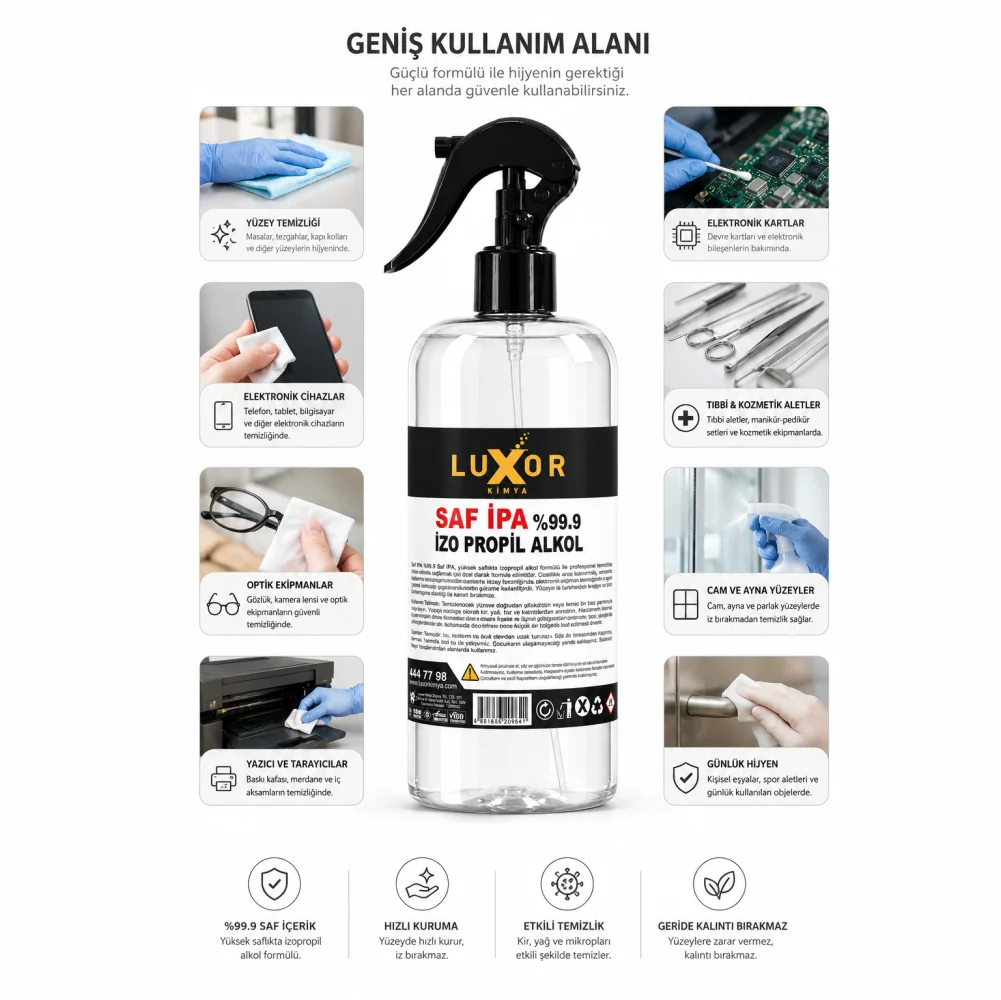 Luxor Kimya Saf İPA %99 İzopropil Alkol 400 ml görsel 2