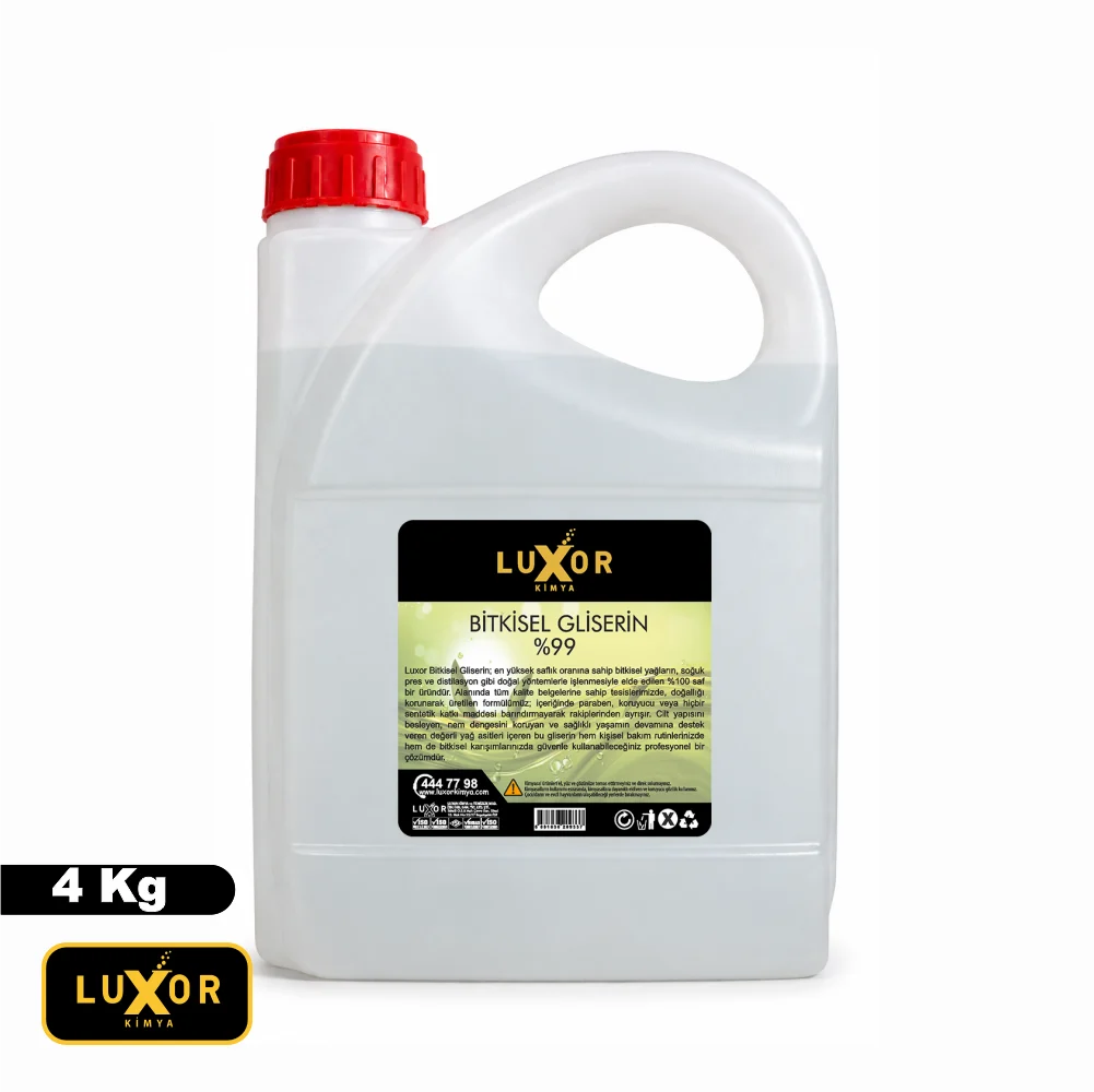 Luxor Kimya Bitkisel Gliserin 4 Kg (Vegan glycerine) Nem Desteği